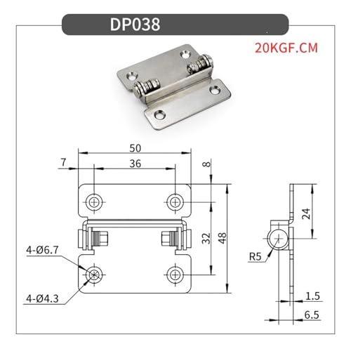Charnière de porte réversible en acier inoxydable à couple variable
