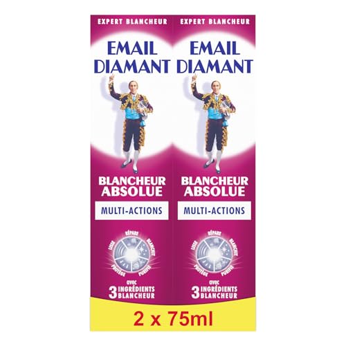 Email Diamant Blancheur Absolue – Dentifrice Blanchissant Multi-actions – Lot de 2 Tubes de 75ml