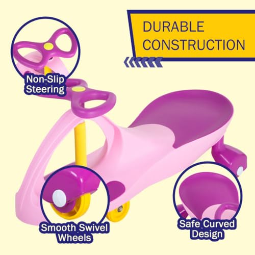 Image of Wiggle Car - Ride on Toy for Ages 3 and Up - Toddler Ride on Toys with no Batteries, Gears, or Pedals Just Twist, Wiggle, and Go by Lil' Rider (Pink)