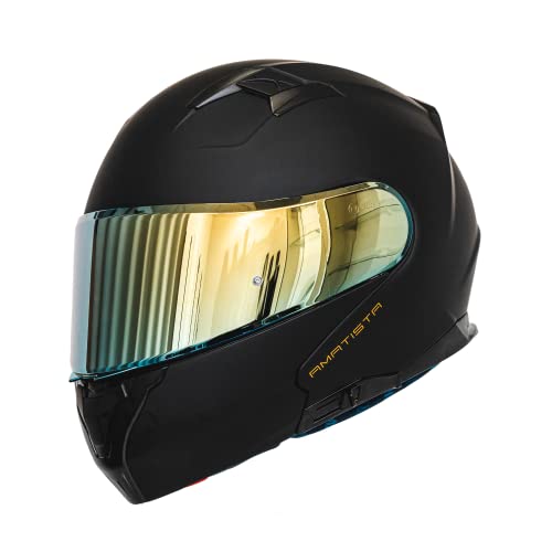 Image of HAX Modular Flip-Up Dual Visor Motorcycle Helmet Adult DOT /ECE Approved | Lightweight, Comfortable, and Stylish Helmet for Men and Women - Amatista Series Matte Black S