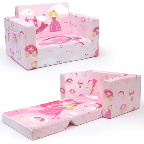 ACRABROS Kids Couch: Toddler Sofa Bed Fold Out for Gilrs...