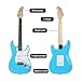 Electric guitar full size 39''glossy blue color sss configuration single tremolo bridge 5ways toggle 1V 2T 22 frets maple neck solid phoenix body portable for beginner starter practice (YST)