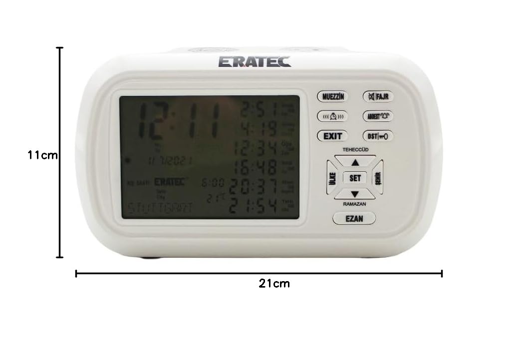 ERATEC AZ-6500 Ezan Saati Horloge de prière Azan (Blanc)