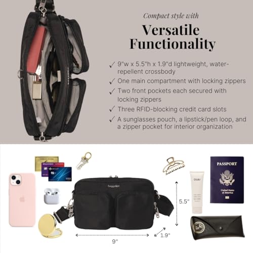 Baggallini Securtex Anti-Theft Treasure Crossbody 9"x5.5" Lightweight Travel Purse with RFID Card Slots Locking Zippers4