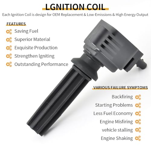 Image of Set of 4 UF670 Ignition Coil Pack Compatible with 2.0L L4 Ford Edge Escape Explorer Focus Fusion Taurus Mustang Lincoln 2012 2013 2014 2015 2016 2017 2018 2019 Replacement CM5Z12029A DG546