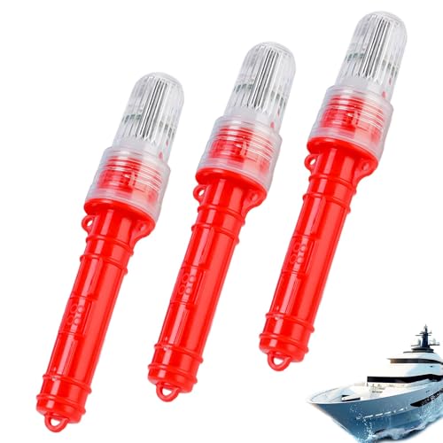 Boat Flares Marine Flares Waterproof Boat Safety Kit 2025 Upgraded Emergency Signals LED Lights Marine Emergency Kit for Fishing Nets Buoys Boating Life Rafts (3PCS Red)
