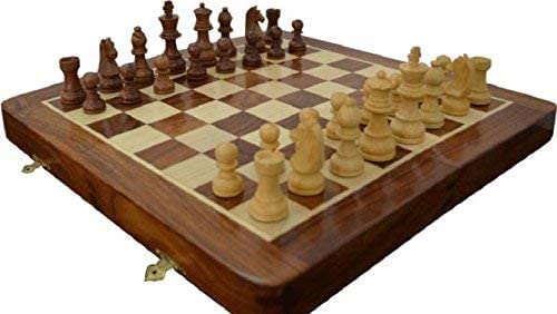 Jeu d'échecs pliable en bois Pink Peony avec roi de 7,6 cm et 2 reines