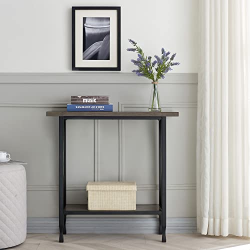 Image of Leick Home Chisel & Forge Console Table, 30 inch, Smoke Gray, Matte Black