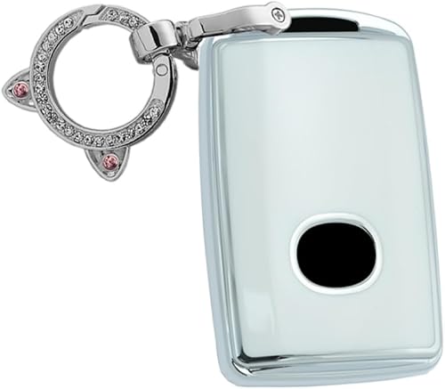 ontto 4-Button Key Case Light Key Cover Soft TPU Key Protector Compatible with Mazda 3 Hatchback CX-5 CX-50 CX-3 CX-30 2020-up Accessories White