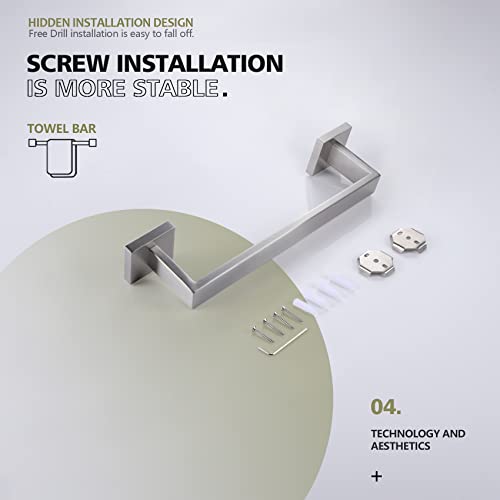 Image of KOKOSIRI 12-Inch Single Towel Bar, Bathroom Kitchen Towel Holder, Wall Mounted SUS304 Stainless Steel Towel Rack, Brushed Nickel, B4003BR-L12