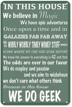 Aluminium Metal Tin Sign Wall Decor In This House We Do Geek We Believe In Magic Funny Home Cave Garage Bar Wall Decoration Vintage Metal Sign 6x8 Inch