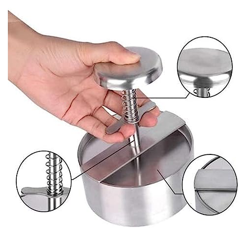 Burger Patty Maker Presse mit einstellbarer manueller Fleischpresse, antihaftbeschichteter Edelstahlschieber - Inklusive 100 Hamburger Patty Papers für einfaches Kochen