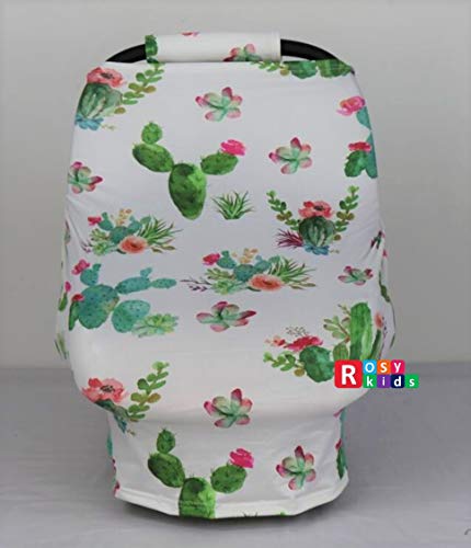 Image of Rosy Kids Stretchy Infant Car Seat Canopy Cover, Jersey Car Seat Cover Elastic Nursing Scarf Privacy Cover with Matching Car Seat Handle Cover and Baby Hat, Color31JY10