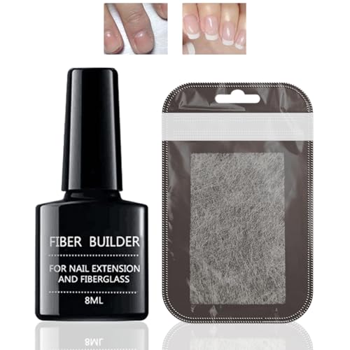 Nail Repair Kit for Broken Natural Nails Fiberglass Repair Kit with Nail Strengthener & Hardener for Weak Nails 10PCS Extensions & 8ml Gel Glue No UV Lamp Needed Nail Repair for Damaged Nails