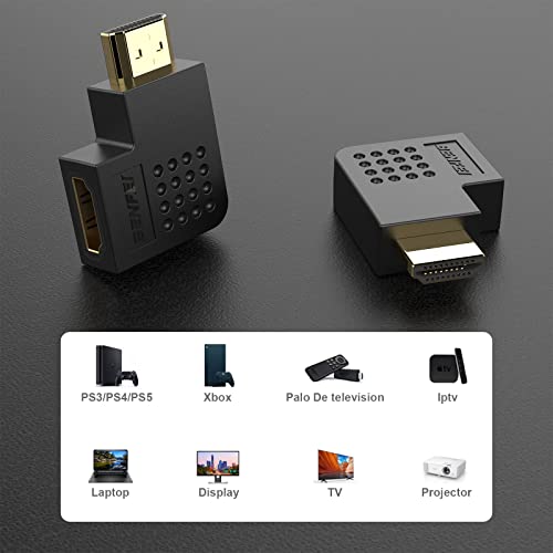 Adaptador HDMI macho a hembra ángulo 90° 2 unidades miniatura 4
