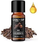 LAROVEA Nelkenöl BIO 10ml - 100% Naturreines Nelkenknospenöl - Altbewährtes Hausmittel bei Zahnsc...