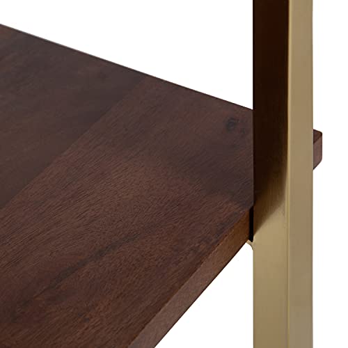 Kate and Laurel Abcott Midcentury Side Table, 20 x 12 x 24, Walnut Brown and Gold, Decorative Two-Tier Bedroom Nightstand Table with Genuine Marble Tabletop by Kate and Laurel - Used condition - Image 4