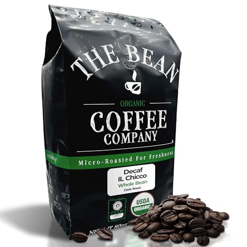 The Bean Organic Coffee Company Water Processed DECAF IL Chicco (Traditional Italian Roast), Dark Roast, Whole Bean Coffee, 5-Pound Bag