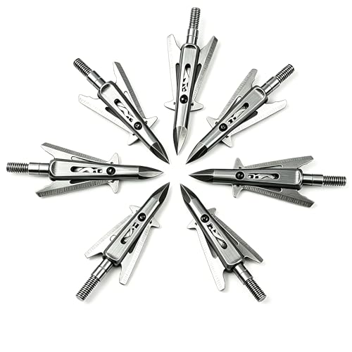 JIANZD 2 Blade Hunting Hybrid Broadhead 6 Pack 100 Grain Archery Mechanical Broadhead for Compound Bows and Crossbows