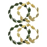 SECFOU Diadema de Hojas para Cosplay y Fiestas, Set de 4 Piezas (2 Doradas y 2 Verdes), Accesorio Ligero y Duradero para Disfraces de Ninfa y Elfa, Tocado Temático para Bodas y