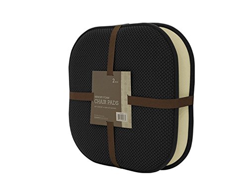 GoodGram 2 Pack Non Slip Ultra Soft Chenille Premium Comfort Memory Foam Chair Pads/Cushions - Assorted Colors (Black)