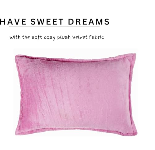 Image of Sands Premium Ultra Soft Woollen Pillow Cover Set of 2 for Winter with Zipper Closure, Cozy Pillow Case Perfect for Warmth, Flannel Warm Pillowcases, King size-18X28 Inches (Pink)