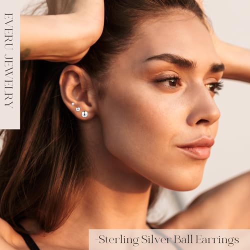 925 Sterling Silver Ball Stud Earrings Available in 3mm-10mm,Classic Round Ball Studs Hypoallergenic Jewelry3