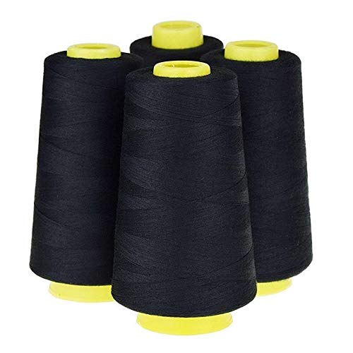 NO LOGO Polyester Cones Sewing Spool of Threads for Sewing Machine and Hand (Black, White, 3000 Yards Each) Hot-4