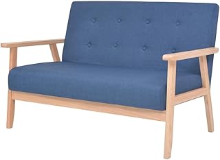 Comfortable 2-Seater Sofa for Living Room, Durable Blue Fabric Couch, Modern Minimalist Furniture for Small Spaces, Easy A...