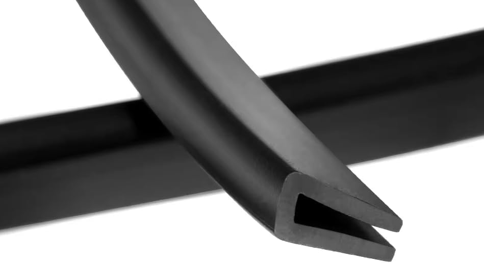 Rubber U Channel Edge Trim Small, Fits 1/16 inch Edge (1.6mm), Santoprene Rubber U Gasket Seal - Anti-Leakage, Anti Vibration (100 Feet), Black