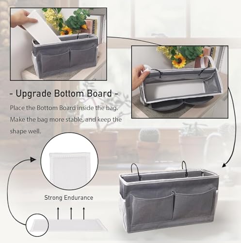 Image of Premium Linen Hanging Bedside Caddy Organizer - Multi-Pocket Bedside Storage for Bedroom, Dorm & Hostel | Bedside Hanging Basket for Books, Remote, Mobile, Glasses & Essentials(HANGING BAG)