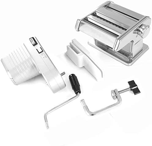 Vista 6 de Shule Máquina eléctrica para hacer pasta con motor Set Máquina de rodillo de pasta de acero inoxidable Plata