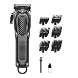 Maquina de Cortar Pelo Hombre, Cortapelos Hombre Profesional Inalámbrico Cortadora de Pelo con Palanca Taper Ajustabl y 6 Peines Guía Para la Máquina de Cortar,Pantalla LCD
