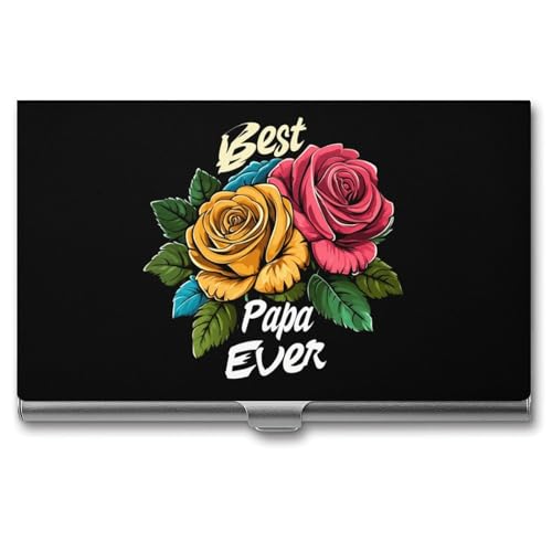 Best Papa Ever Business Card Case Pocket Card Holder Slim Card Wallet for Men Women