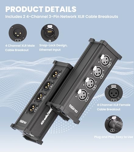 Tisino DMX512-NS-4PORT-M-F Xlr Splitter 4-Channel Multi Network To Xlr Cable Breakout thumb #1