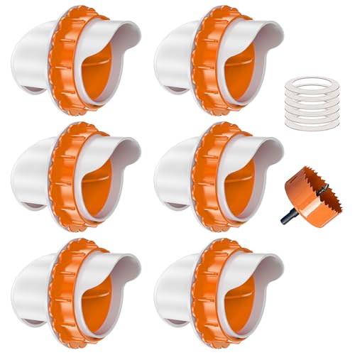 ZenxyHoC DIY Chicken Feeders No Waste 6 Ports Poultry Feeder with Hole Saw for Buckets Troughs Orange
