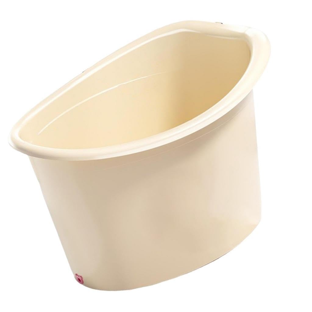 Badewanne Babybadewanne Badeeimer Ergonomisches Sitzdesign Pp rutschfest für 5 bis 8 Jahre Alte Babys Hotel Zuhause Wohnmobil, Off White S