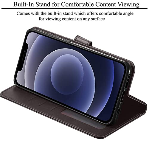 Image of TheGiftKart Flip Back Cover Case for Apple iPhone 12 /12 Pro | Dual-Color Leather Finish | Inbuilt Stand & Pockets | Wallet Style Flip Back Case Cover for Apple iPhone 12 /12 Pro (Coffee & Brown)