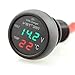 LEORX - Toma encendedor de coche con puerto USB, voltímetro/termómetro, 12-24 V, verde y rojo