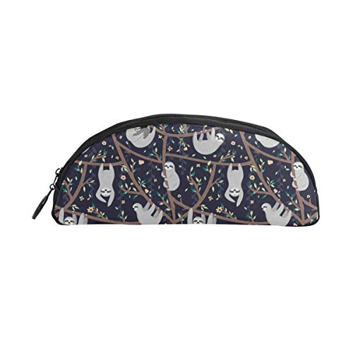 Preisvergleich Produktbild Handgezeichnetes Federmäppchen mit Faultier-Blättern, Frohe Weihnachten, Federmäppchen, Reißverschluss, kleine Make-up-Tasche, Studenten, Schreibwaren, Bürobedarf für Teenager, Jungen und Mädchen