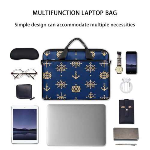 Maletín elegante para laptop de 15 pulgadas con diseño de ancla marina y timón, funda delgada para computadora portátil con correa para hombro, maletín ejecutivo para mujeres y hombres, bandolera para oficina, trabajo y viajes miniatura 7