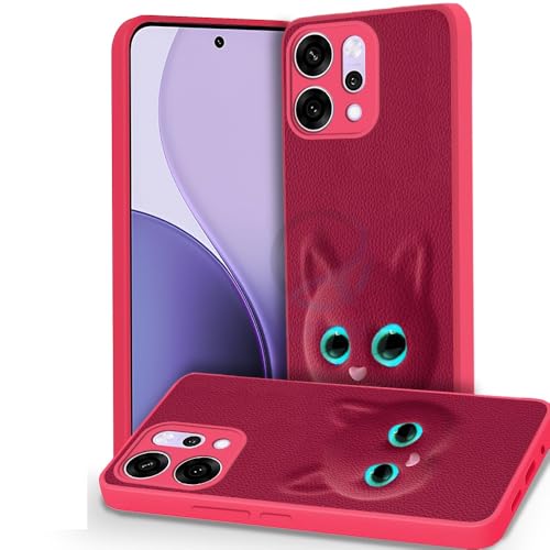 Image of AESTMO Back Case Cover for Oppo Reno 14 Pro 5G Back Cover | 3D Cat Cover | Leather Finish | Full Body Protection | Camera Protection Back Cover for Oppo Reno 14 Pro 5G (Pink)