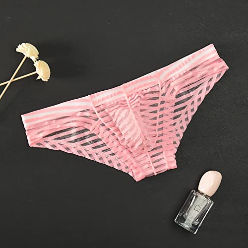 COMLIFE Men's Mesh Transparent Panties Erotic Breathable See Through Stripes Bikini Underwear Briefs3