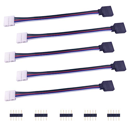 LitaElek 5pcs Cavo Connettore 5 Pin RGBW per 10mm Largo Striscia LED RGBW Connettore Nastro LED RGBW 5050 Connettore Rapido LED Jumper Collegare Banda LED a LED Strip o LED Controller, 17cm Lungo