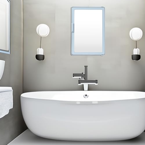 Image of PGen Plastic Small Size Mini Rectangular Shape Wall Mounted Mirror Storage Cabinet Organiser Shelf For Bathroom Kitchen Washbasin Dressing Room (Grey)