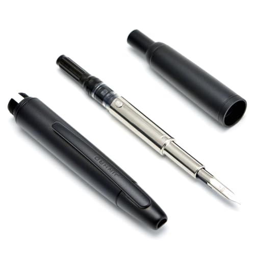 Image of Jinhao 10 Press Fountain Pen with Box, Matte Black Retractable Fine Nib with Converter Set (Black Clip)