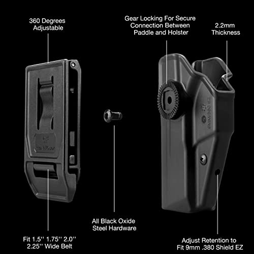 M&P Shield Ez Holster, Owb Holster For Smith & Wesson M&P 9Mm 380 Shield Ez,Outside Waistband Carry Belt Holster. Level Ii Retention With Index Finger Release, Right Hand Adjustable Cant #TOP3