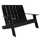 highwood Italica Modern Outdoor Adirondack Loveseat, Black
