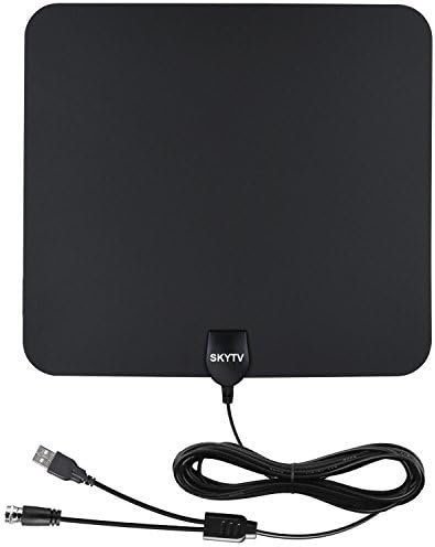 Amplified HDTV Antenna-SKYTV 50 Miles Range Digtial HD Antennas with 13.2ft long copper coaxial cable -Black