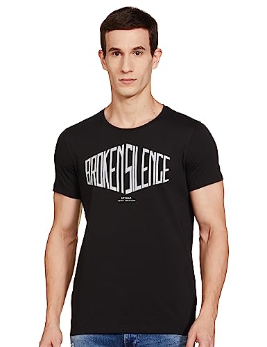 Image of Spykar Men's Slim Fit Round Neck Half Sleeve Printed Casual T-Shirt